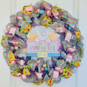Easter Bunny Wreath 26” Handmade Spring Door Decor Handmade and Made to Order